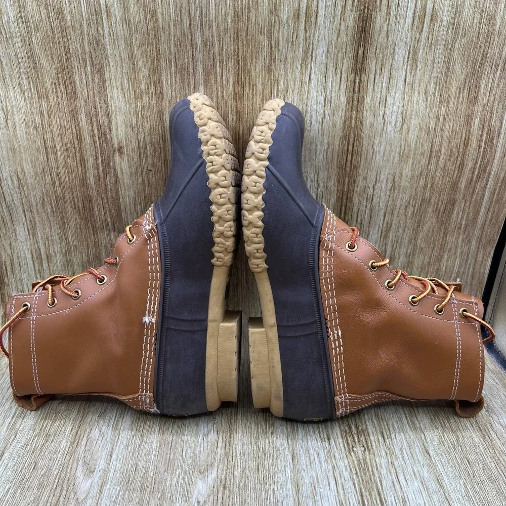 LL Bean Bean Boots Women's Size 8 Leather Rubber Ankle Lace Up Duck Boots